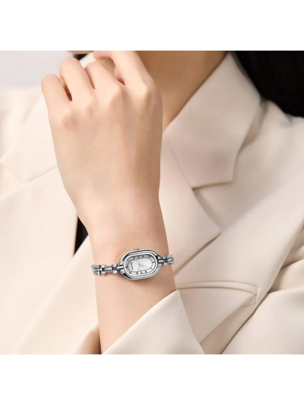 Women's Silver White Dainty Bangle Vintage Bracelet Numeral Dial Wrist Watch